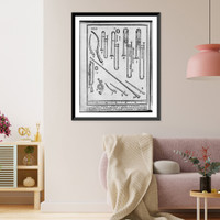 13 different brass and wind instruments, Antique Poster