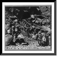 Historic Framed Print, Laborers and rocks, near opening of Summit Tunnel,  17-7/8" x 21-7/8"