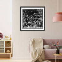 Historic Framed Print, Laborers and rocks, near opening of Summit Tunnel,  17-7/8" x 21-7/8"