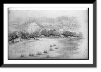 Historic Framed Print, [Perry's Expedition to Japan, 1852] Birds-eye view of fleet in Yokahama bay,  17-7/8" x 21-7/8"