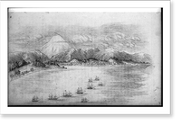 Historic Framed Print, [Perry's Expedition to Japan, 1852] Birds-eye view of fleet in Yokahama bay,  17-7/8" x 21-7/8"
