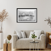 Historic Framed Print, [Perry's Expedition to Japan, 1852] Birds-eye view of fleet in Yokahama bay,  17-7/8" x 21-7/8"