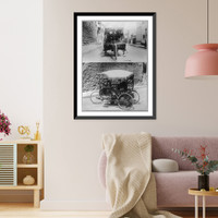 A tricycle contraption which seats four people, known as the Velo Car. Upper photo shows the inventor M. Alois Seuter of Neuilly-on-the-Seine and others in the Velo Car Classic, Historic Print