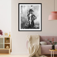 Historic Framed Print, [Bone Necklace, three-quarter length portrait, facing right],  17-7/8" x 21-7/8"