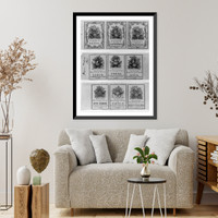 Historic Framed Print, [Nine advertisement labels for Dupuy products],  17-7/8" x 21-7/8"