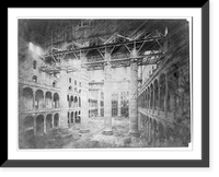 Interior of the Pension Ofiice Building, Washington, D.C., under construction, November 14, 1885. Shows columns, frame work and archways on 5(?) levels, Historic Print