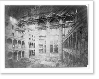 Interior of the Pension Ofiice Building, Washington, D.C., under construction, November 14, 1885. Shows columns, frame work and archways on 5(?) levels, Historic Print