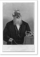 Historic Framed Print, [Samuel Finley Breese Morse, 1791-1872, half length, facing slightly right, beside his telegraph],  17-7/8" x 21-7/8"