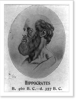 Hippocrates, 460 B.C.-357 B.C., head portrait, facing left, Antique Poster
