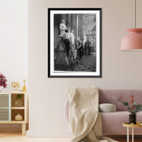 Historic Framed Print, [Men cleaning statues in Statuary Hall in the U.S. Capitol],  17-7/8" x 21-7/8"