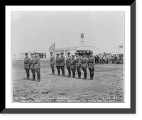 Gen. Pershing Review (Gen. John. J. Pershing and 10 other officers in front of buildings and group of civilians) Classic, Vintage Wall Art