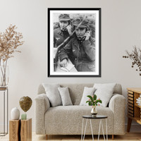 Two women of the German antiaircraft gun auxilliary operating field telephones, Antique Wall Art