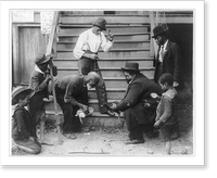 Seven African Americans with two chickens, about to start cock-fight, Vintage Poster
