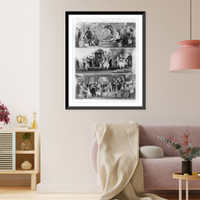 Historic Framed Print, [Fig. 1 Chinese puppet-show; fig. 2 Chinese mandarin visiting; fig. 3 Chinese quack],  17-7/8" x 21-7/8"