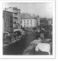 South Street, looking (N.E.) past Fulton Market to Brooklyn Bridge Approach, New York City Classic, Antique Print