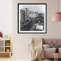 South Street, looking (N.E.) past Fulton Market to Brooklyn Bridge Approach, New York City Classic, Antique Print