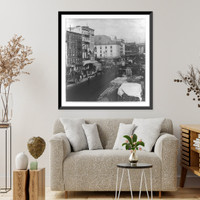 South Street, looking (N.E.) past Fulton Market to Brooklyn Bridge Approach, New York City Classic, Antique Print