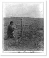 Historic Framed Print, Custer's battlefield. Lettering the head-boards,  17-7/8" x 21-7/8"