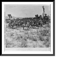 Historic Framed Print, The last rail - the invocation. Fixing the wire, May 10th, 1869,  17-7/8" x 21-7/8"