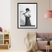 Historic Framed Print, [Tennis Girl" - woman posed with tennis racket on shoulder,  three-quarters length,  standing,  facing front]",  17-7/8" x 21-7/8"