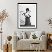 Historic Framed Print, [Tennis Girl" - woman posed with tennis racket on shoulder,  three-quarters length,  standing,  facing front]",  17-7/8" x 21-7/8"