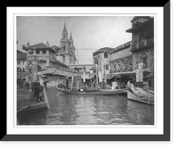 Historic Framed Print, World's Columbian Exposition, Chicago, Ill.: Long boat on Venetian canal,  17-7/8" x 21-7/8"