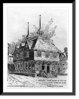Historic Framed Print, Original Town House of Boston, FIrst State House of Mass.,  17-7/8" x 21-7/8"