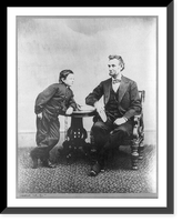 Abraham Lincoln, seated and holding a book, with his son Tad (Thomas) leaning on a table - 2, Historic Print