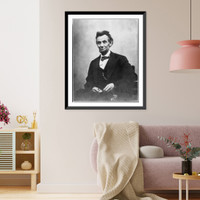 Abraham Lincoln, three-quarter length portrait, seated and holding his spectacles and pencil (retouched to stand out), Antique Wall Art