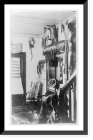 Fort Sill, Oklahoma Territory. Entrance hall of house showing wall and coat rack ornamented with Indian trophies and animal skins, Vintage Wall Art