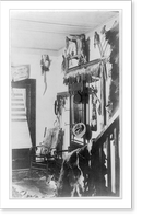 Fort Sill, Oklahoma Territory. Entrance hall of house showing wall and coat rack ornamented with Indian trophies and animal skins, Vintage Wall Art