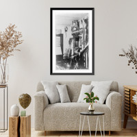 Fort Sill, Oklahoma Territory. Entrance hall of house showing wall and coat rack ornamented with Indian trophies and animal skins, Vintage Wall Art