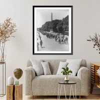 D.C. - Wash. - Bonus Army marching to the Capitol; Wash. Monument in background, Vintage Wall Art