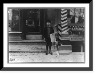 Historic Framed Print, Tommy De Lucco 9 years old, newsie. Been selling 2 years. Sells until 8 P.M. at times. Location: Hartford, Connecticut..Photo by [...],  17-7/8" x 21-7/8"