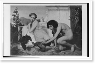 Cock-fight watched by naked young man and semi-nude girl, Antique Wall Art