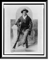 Martha Canary, 1852-1903, (Calamity Jane"), full-length portrait, seated with rifle as General Crook's scout" Classic, Historic Reproduction