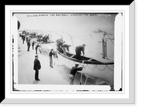 Historic Framed Print, Holland America Life Boat Drill - stripping the boats,  17-7/8" x 21-7/8"