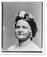 Mrs. Abraham Lincoln, full-length portrait, standing, facing left, near table - 3, Antique Poster