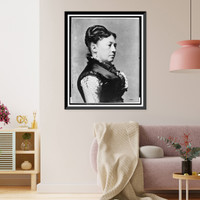 Mrs. Ulysses S. Grant, full-length portrait, standing, facing right, between table and chair, Historic Print