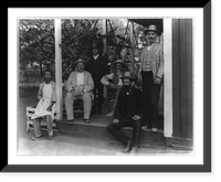 Historic Framed Print, [The managing owner, the superintendent, the engineer, a tenant, a clerk and the cook, a necessary attendant on the porch of the engineer's office at headquarters of the Poso Ranch, Kern County, Calif.],  17-7/8" x 21-7/8"