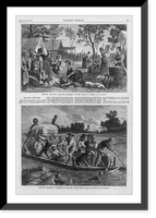 Western sketches - Arkansas pilgrims in camp; a freshet in the Red River, Texas, Antique Poster