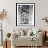 Historic Framed Print, A Koskimo House-post,  17-7/8" x 21-7/8"