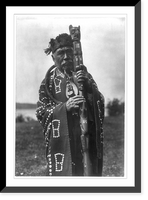Historic Framed Print, Hamasaka in Tluwulahu costume with speaker's staff. Qagyuhl [principal chief],  17-7/8" x 21-7/8"
