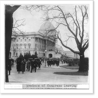 Historic Framed Print, Members of Congress leaving the U.S. Capitol after the closing of Congress,  17-7/8" x 21-7/8"