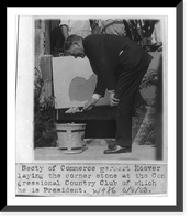 Secretary of Commerce Herbert Hoover laying the corner stone at the Congressional Country Club, of which he is President, Vintage Print