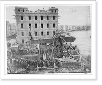 Historic Framed Print, [The 'Obelisk' horizontal position...with Alexandria [Egypt], showing a portion of the city waterfront. The crated obelisk ready for shipment from Egypt to New York City],  17-7/8" x 21-7/8"