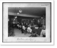 7 men in a barber shop, Philadelphia, Pa. Classic, Antique Print