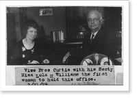 Vice-Pres. Curtis with his secretary, Miss Lola M. Williams, the first woman to hold this office, Antique Poster