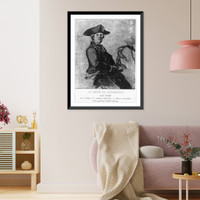 Jean Baptiste Donatien de Vimeur, Comte de Rochambeau, 1725-1807, half-length portrait, on horseback, facing right, Antique Poster