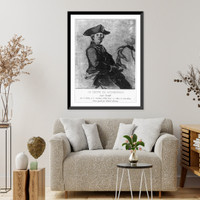 Jean Baptiste Donatien de Vimeur, Comte de Rochambeau, 1725-1807, half-length portrait, on horseback, facing right, Antique Poster